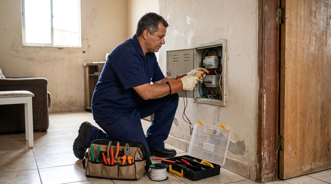 Eletricista e suas ferramentas em Fortaleza‑CE